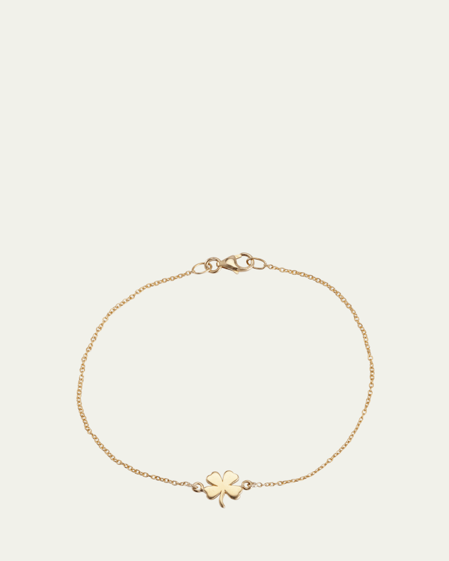 18k Yellow Gold Mini Clover Chain Bracelet