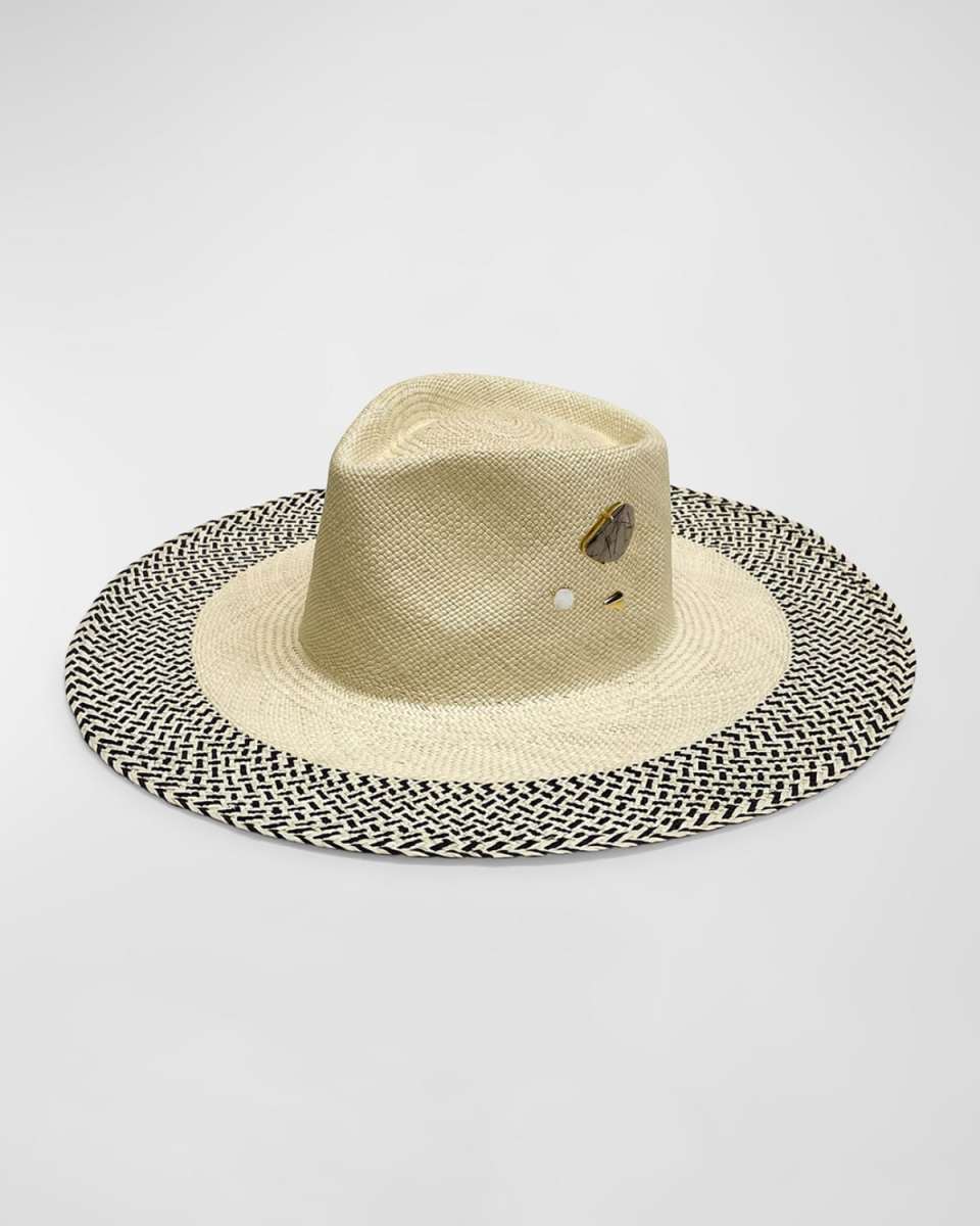 Georgia Embellished Straw Large Brim Hat