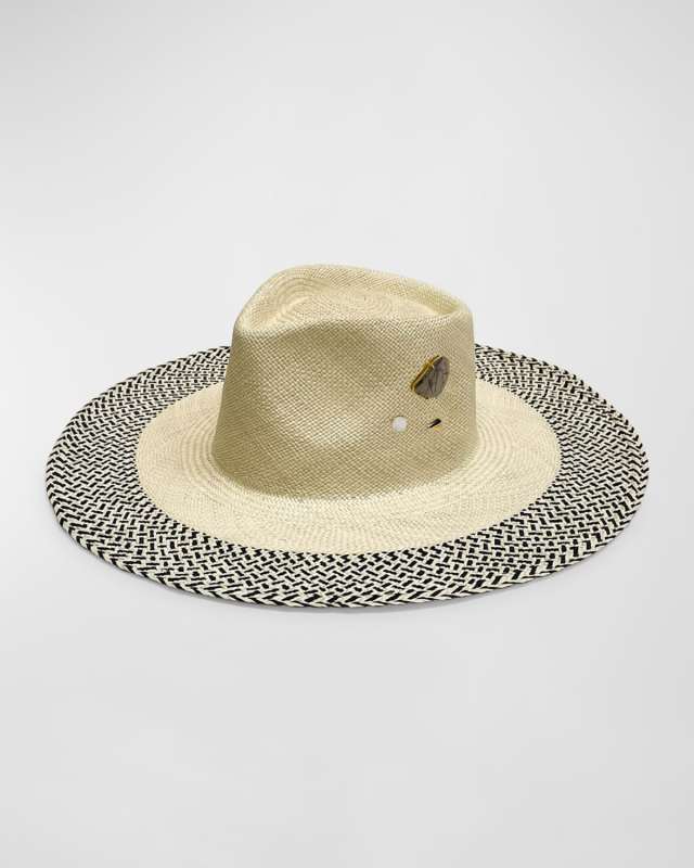 Georgia Embellished Straw Large Brim Hat