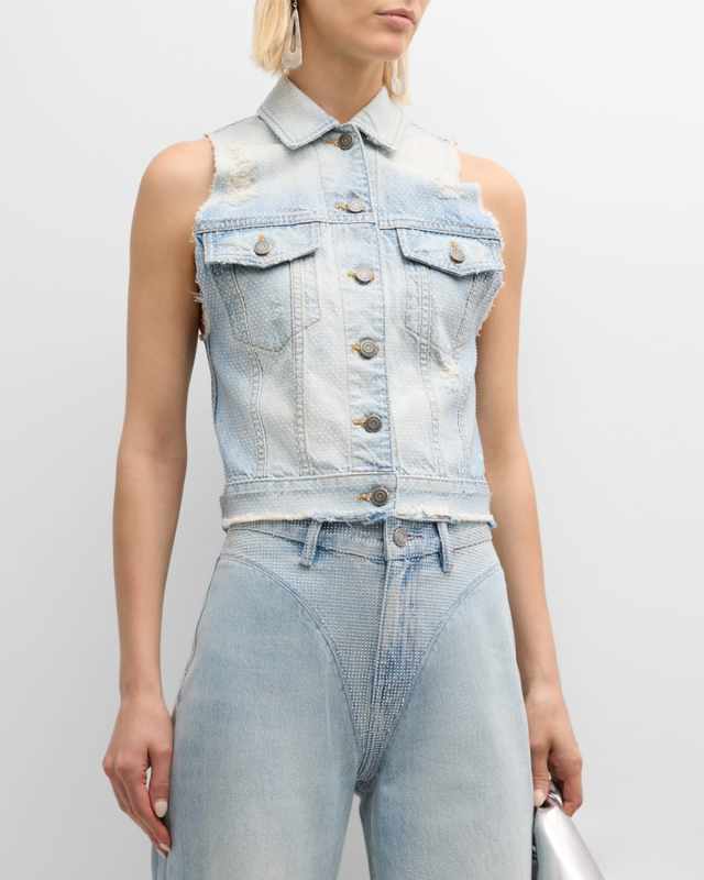 Savanah Crystal Denim Vest