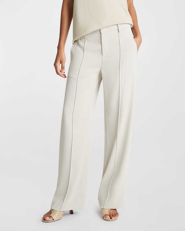 Crepe Wide-Leg Utility Pants