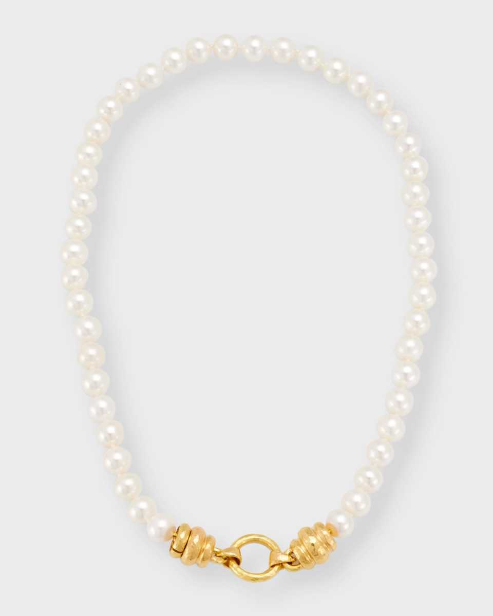 Pearl-Strand Martin-Clasp Necklace