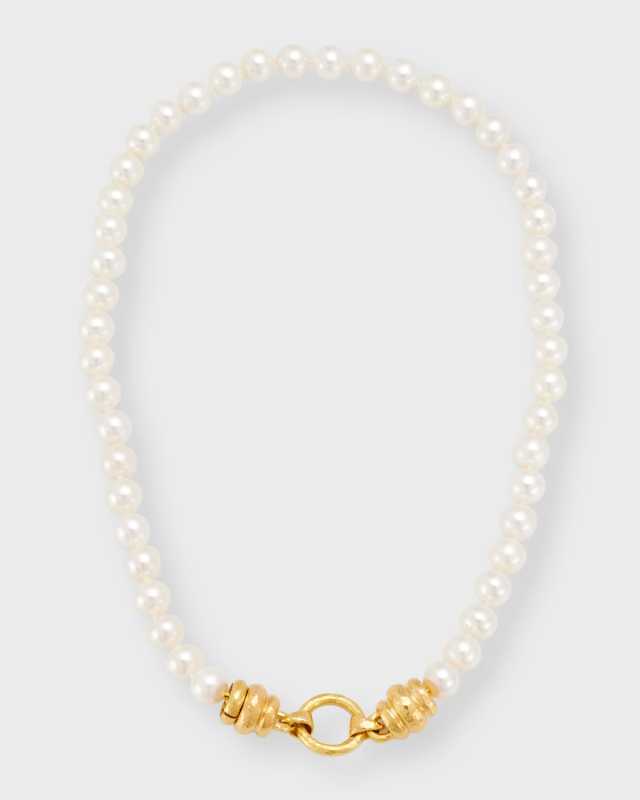 Pearl-Strand Martin-Clasp Necklace