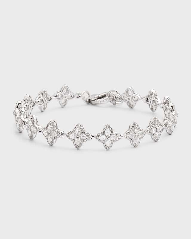 Blossom 18K White Gold Blossom Motif Diamond Tennis Bracelet, 3.11tcw