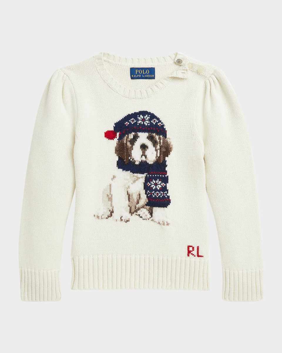 Boy's Dog Intarsia Sweater, Size 2-