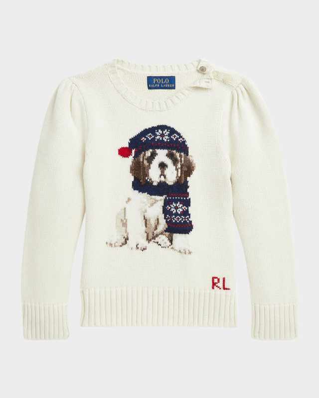 Boy's Dog Intarsia Sweater, Size 2-