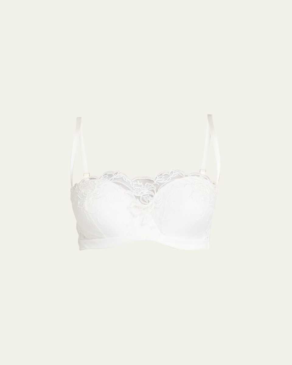 Strapless Floral-Embroidered Bra