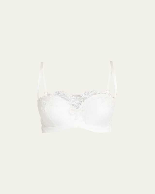 Strapless Floral-Embroidered Bra