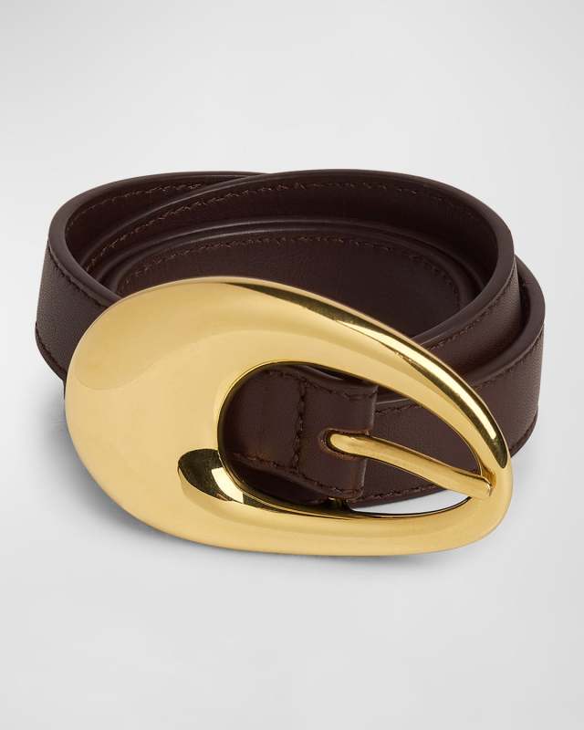 Drop Leather Belt With Brass Buckle