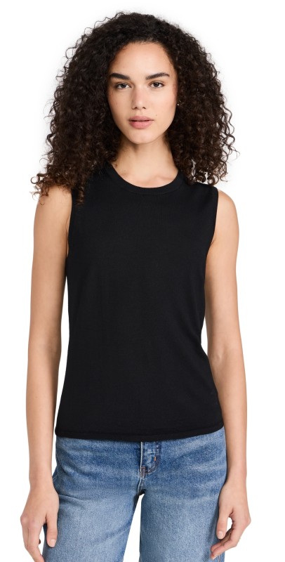 Theory Crew Neck Shell Top Black