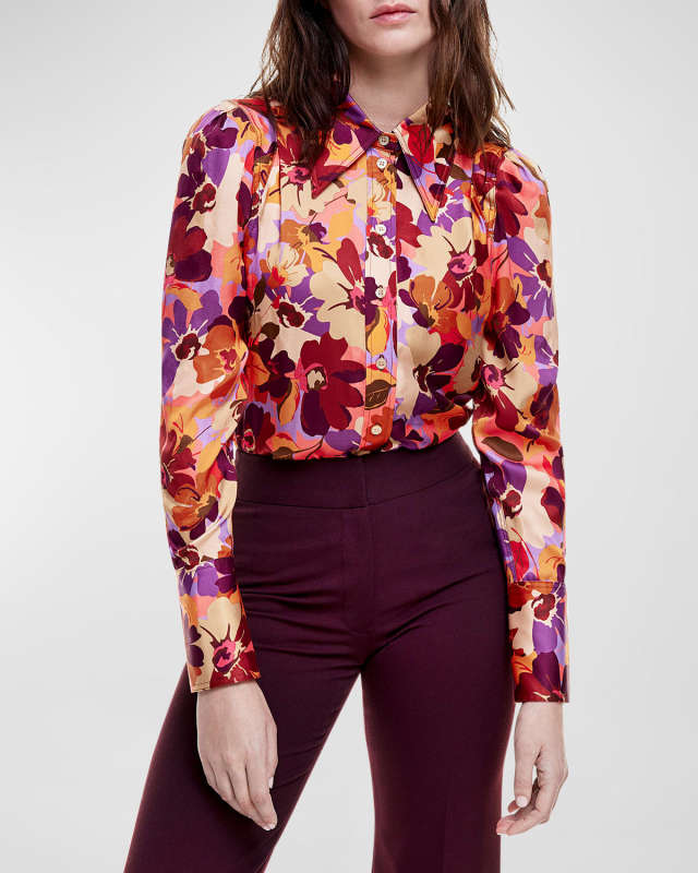 Floral Button-Front Blouse