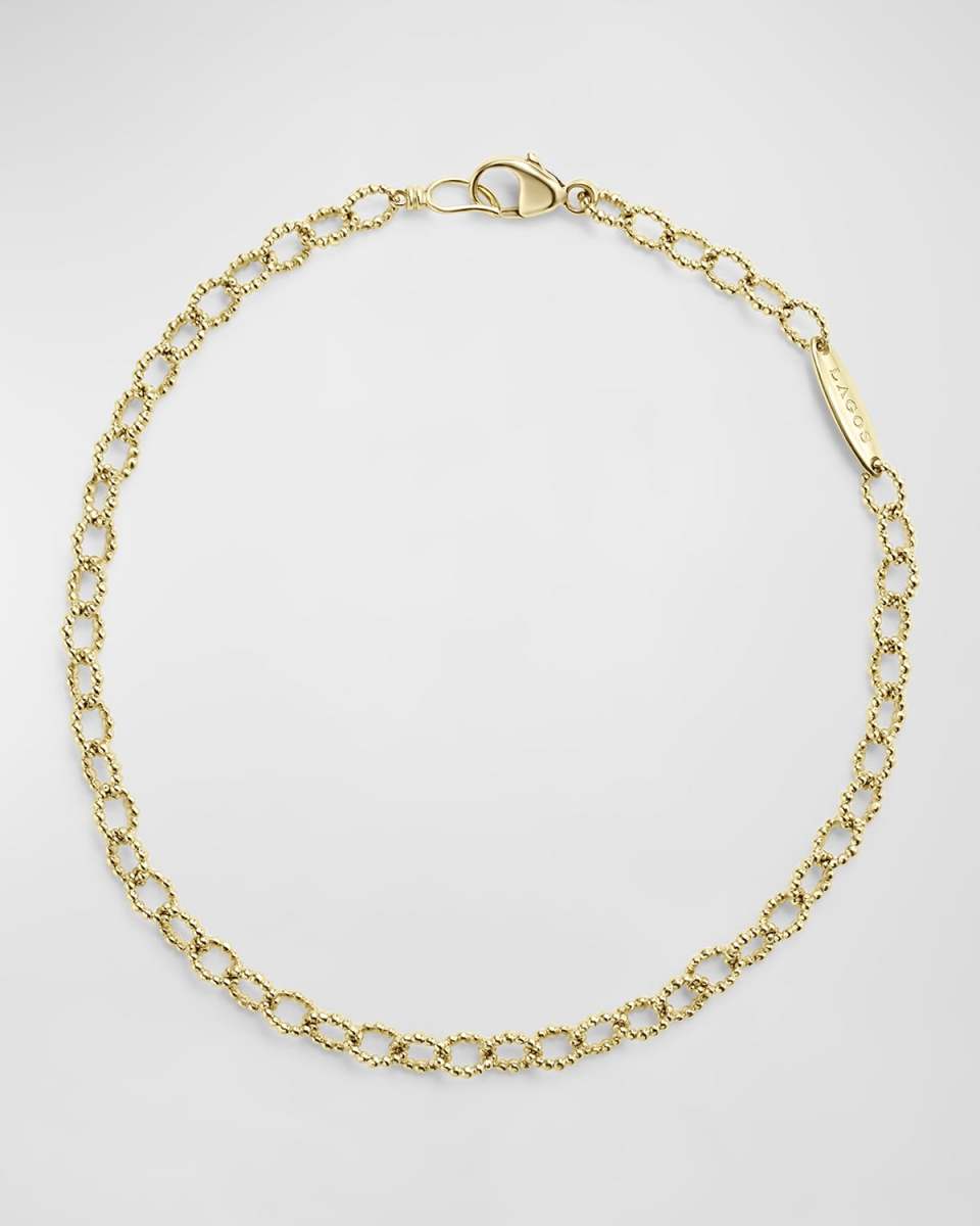 18K Signature Caviar 4x3mm Oval Link Bracelet, Size 7"L