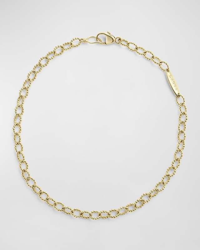 18K Signature Caviar 4x3mm Oval Link Bracelet, Size 7"L