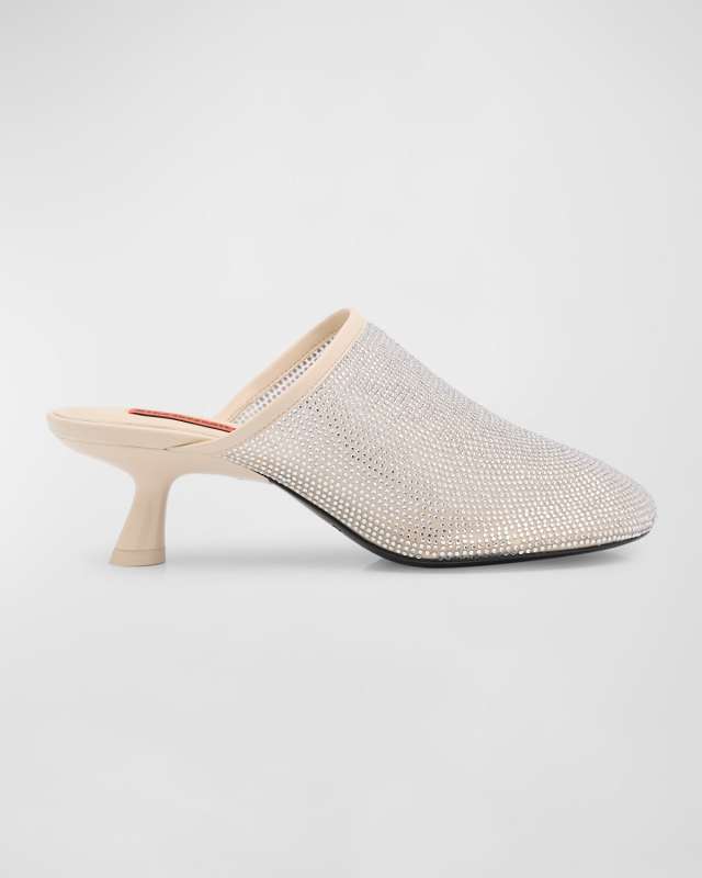 Beep Crystal Mesh Mule Pumps