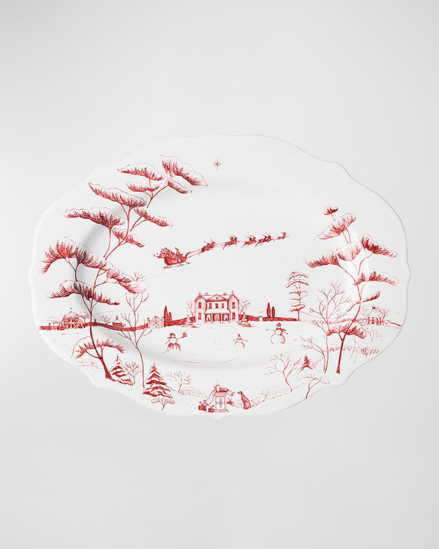 Country Estate Winter Frolic Ruby Christmas Eve Serving Platter