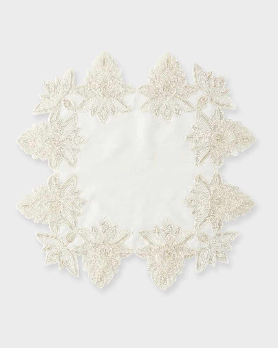 Hand-Embroidered Lace Linen Placemat