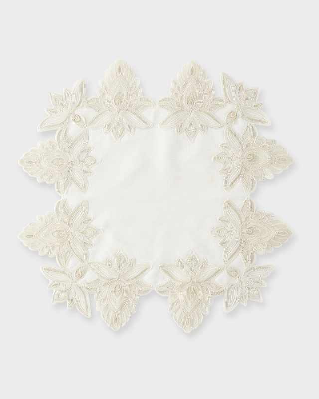 Hand-Embroidered Lace Linen Placemat