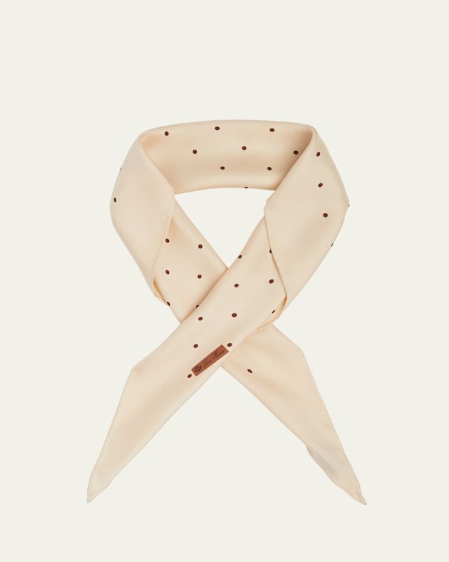 Polka-Dot Triangle Silk Scarf