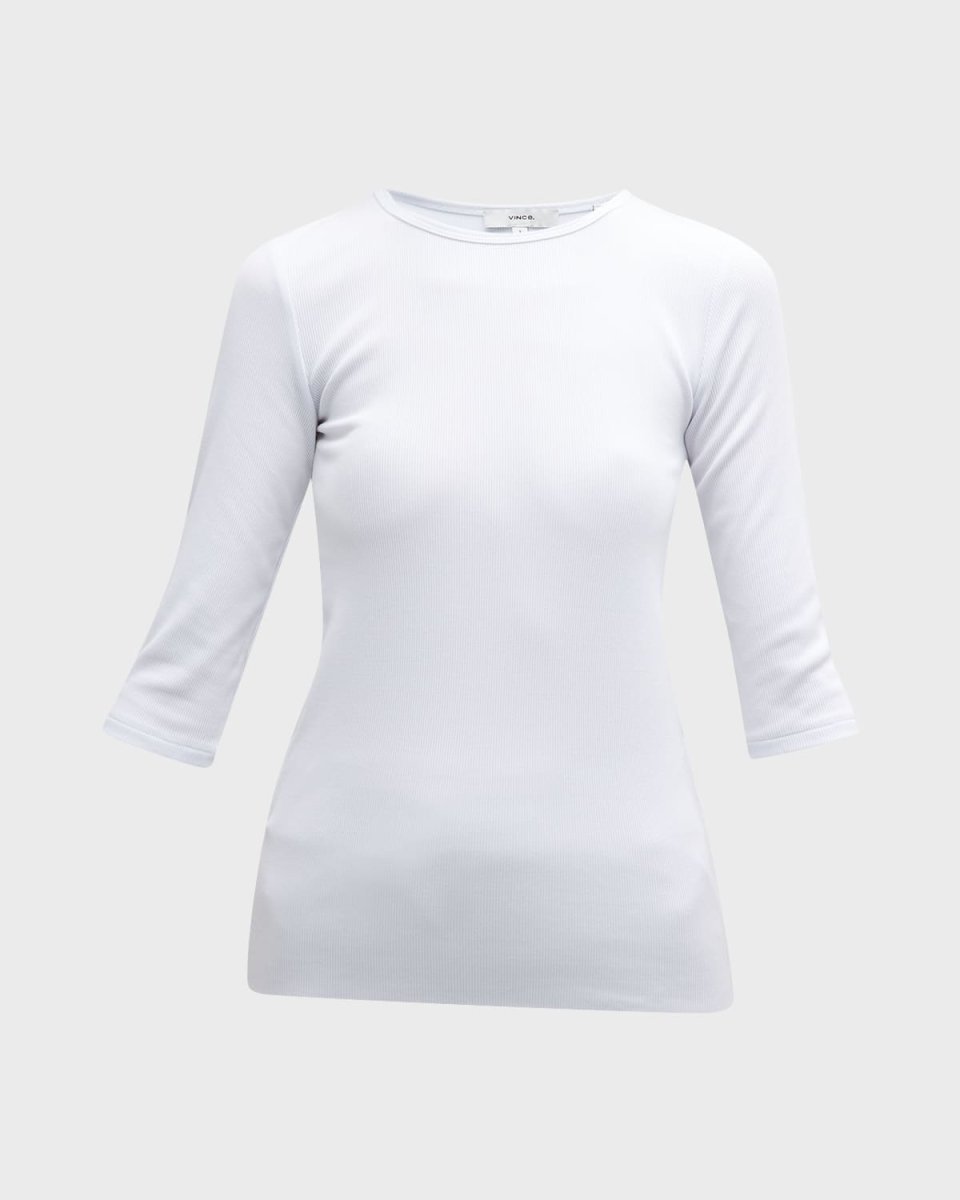 Elbow-Sleeve Crewneck T-Shirt