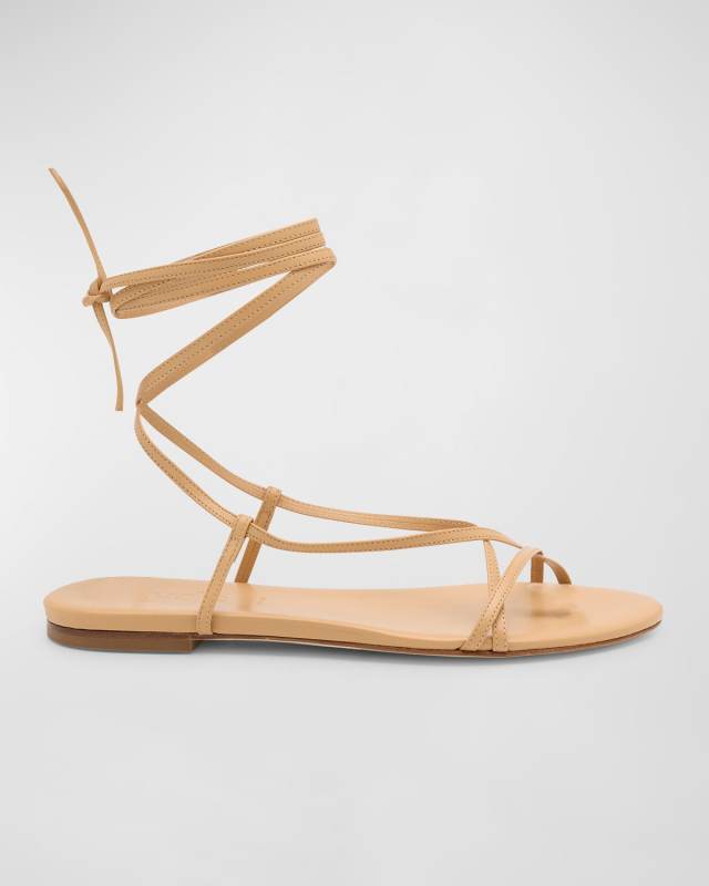 Penny Leather Ankle-Wrap Gladiator Sandals