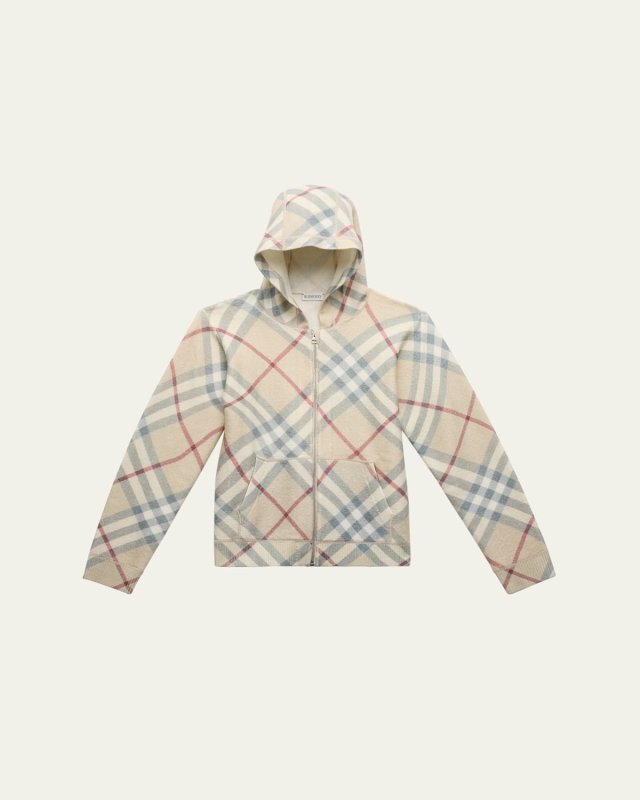 Boy's Ashmore Check-Print Knit Hoodie, Size 3-1