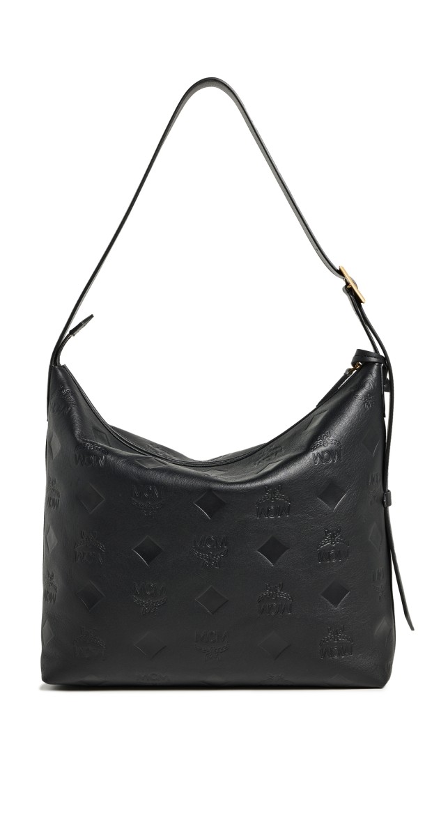 MCM Aren Maxi Leather Bag Black