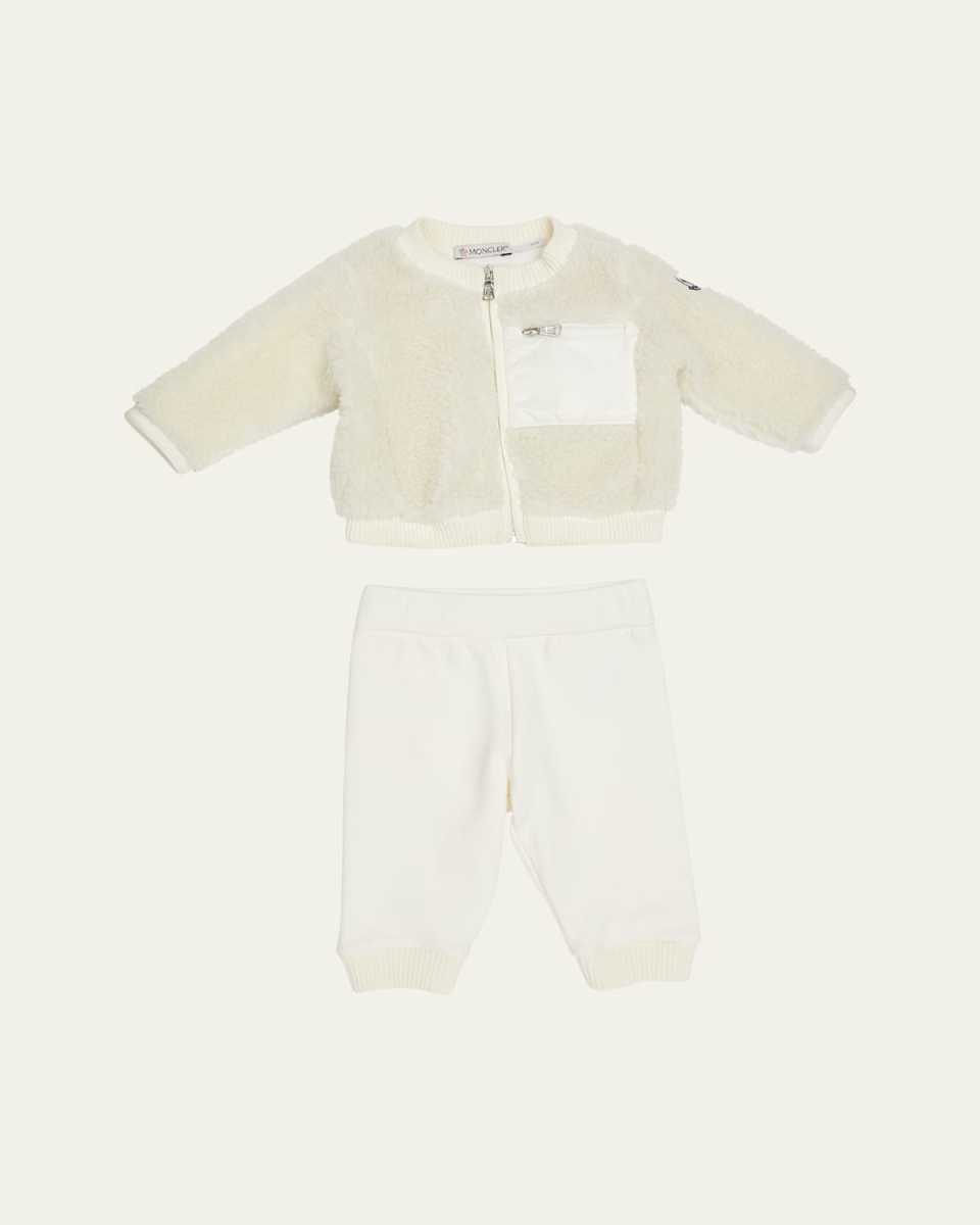 Girl's Plush Jacket & Sweatpants Set, Size 6M-