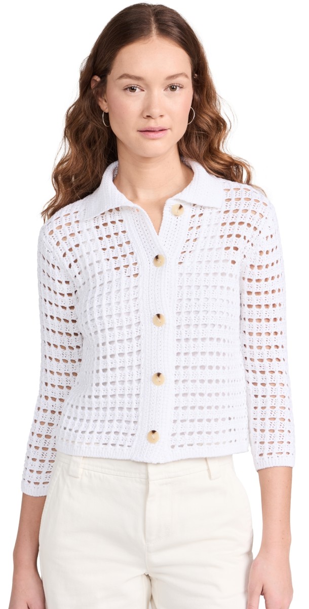 Vince Block Stitch Jacket Optic White