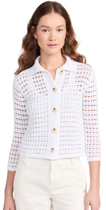 Vince Block Stitch Jacket Optic White