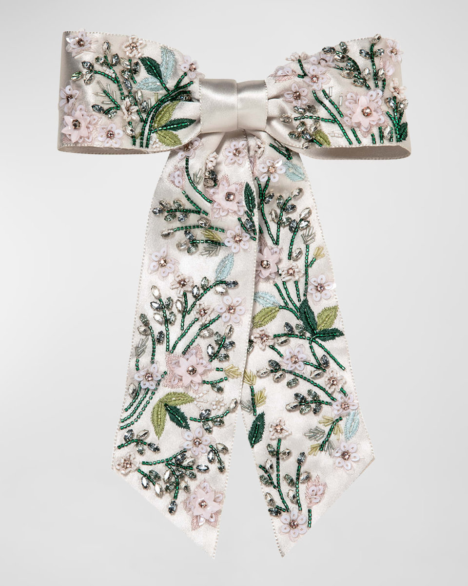 Lonnie Floral Embellished Bow Barrette