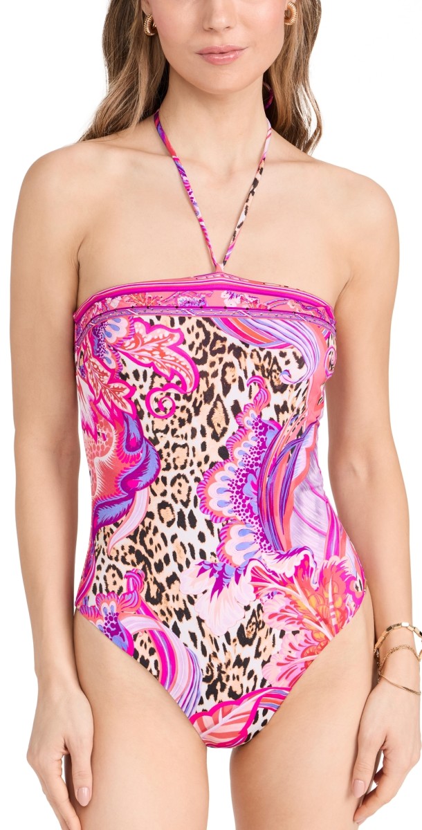 Camilla Bandeau One Piece With Halter Tie Viola Vintage