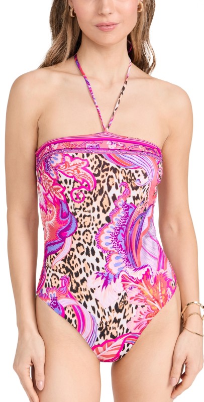 Camilla Bandeau One Piece With Halter Tie Viola Vintage