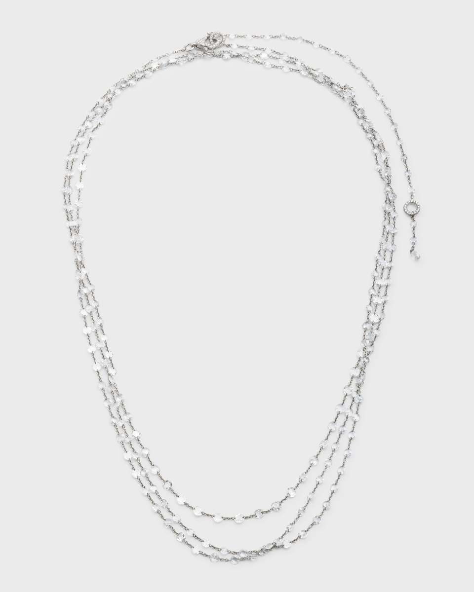 Ethereal 18K White Gold Rose-Cut Diamond-Strand Necklace, 64"L, 20.00tcw