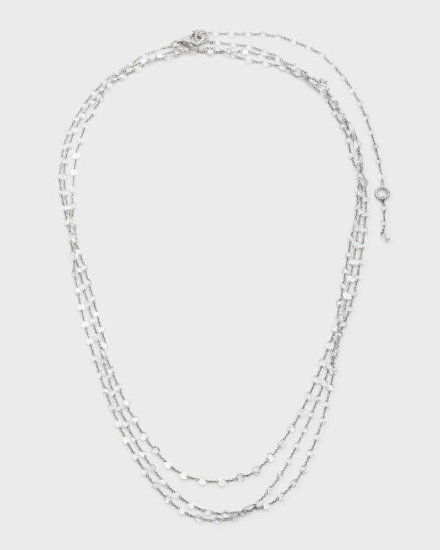 Ethereal 18K White Gold Rose-Cut Diamond-Strand Necklace, 64"L, 20.00tcw