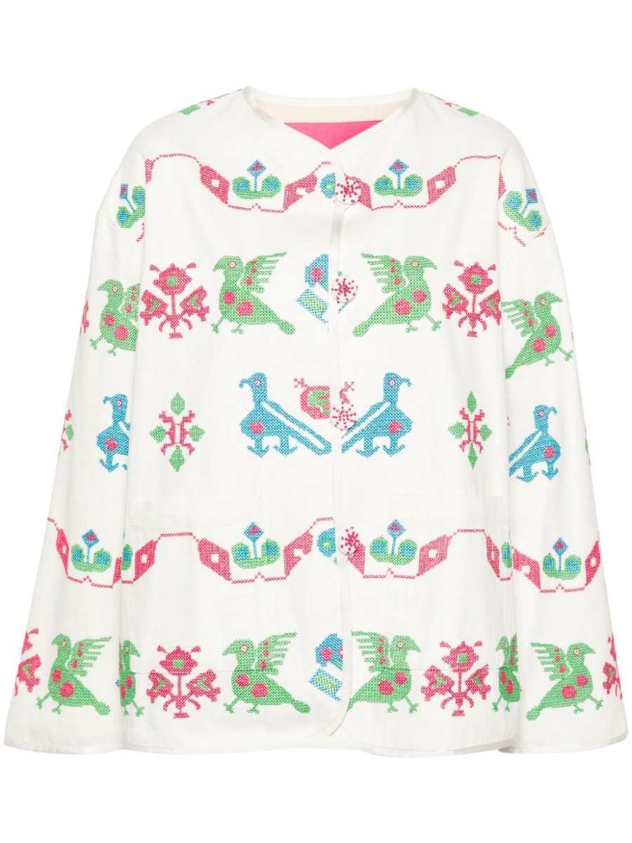 all-over motif-embroidery jacket