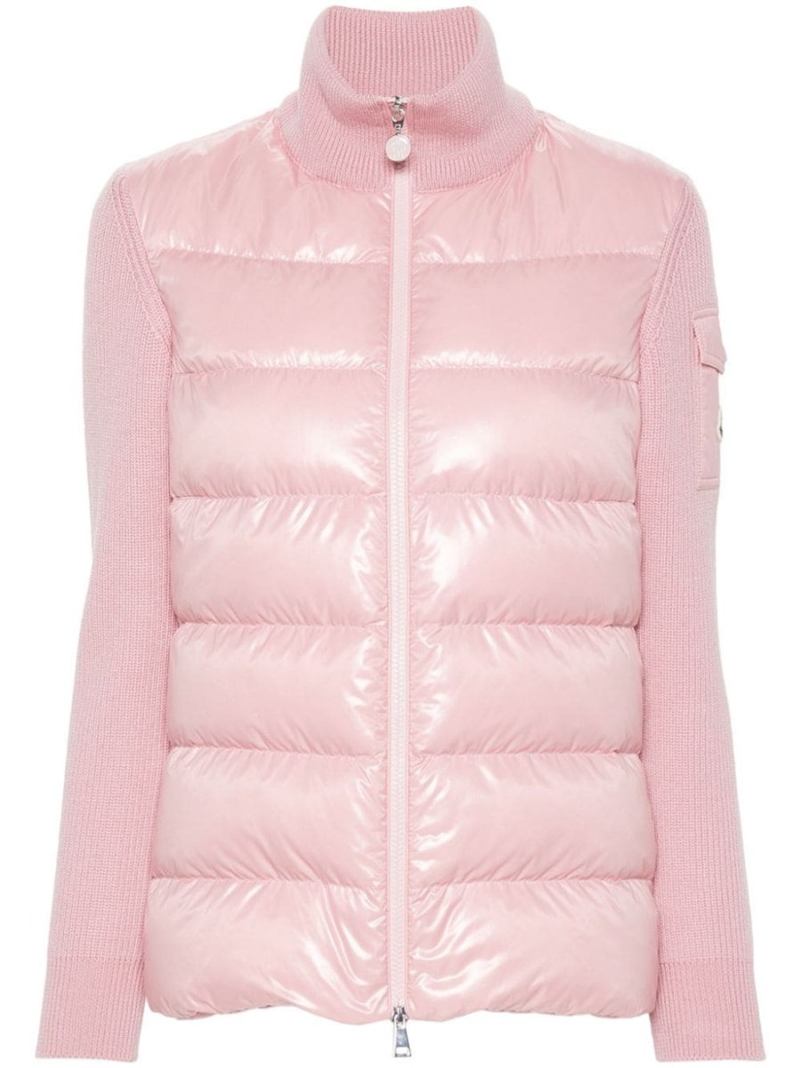 panelled zip-up down jacket