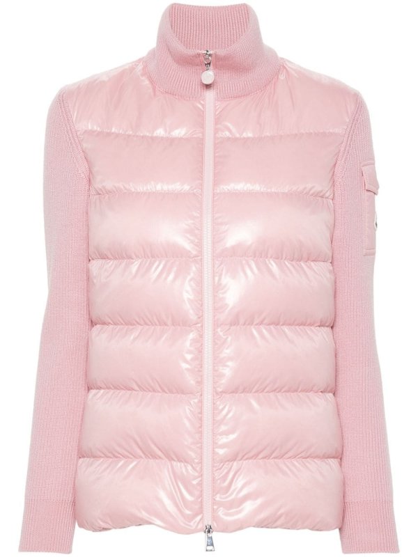 panelled zip-up down jacket