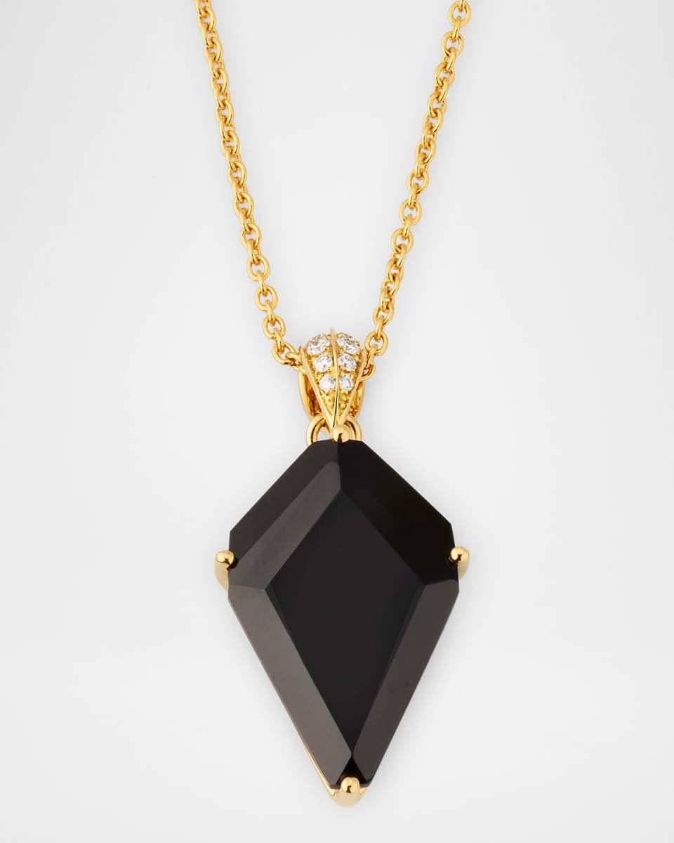 Rocks 18K Yellow Gold Black Onyx Kite Pendant Necklace with Diamonds