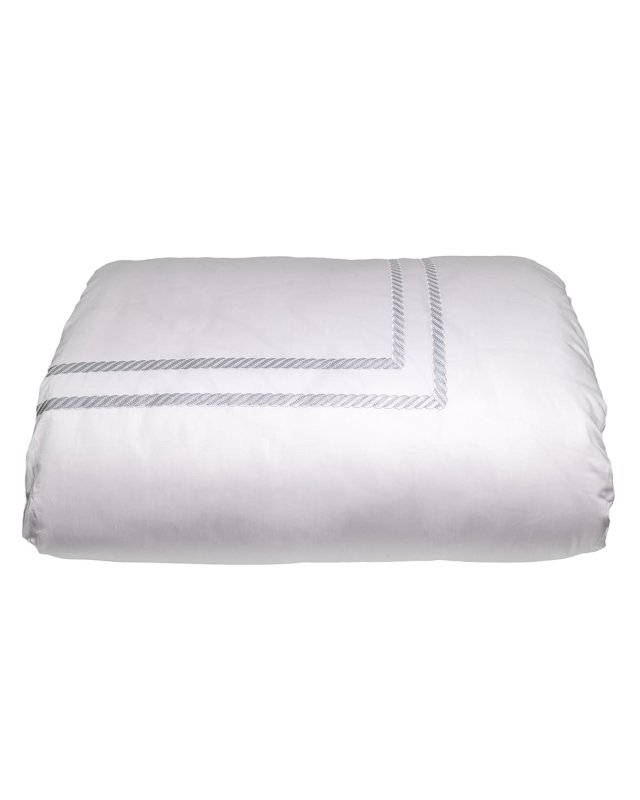 Simone Twin Duvet Cover, White/Silver