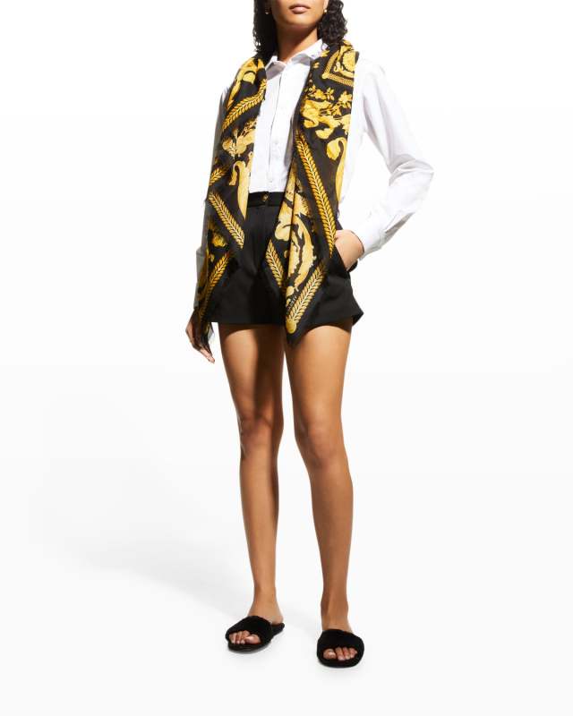Barocco-Print Cashmere-Blend Scarf
