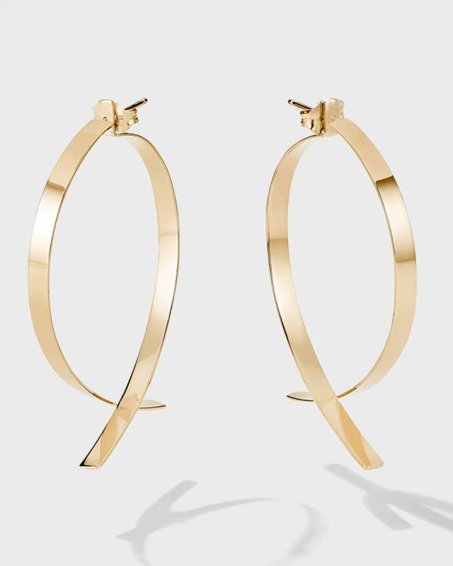 Medium Flat Wide Front-Back Upside Down Hoop Earrings, 46mm