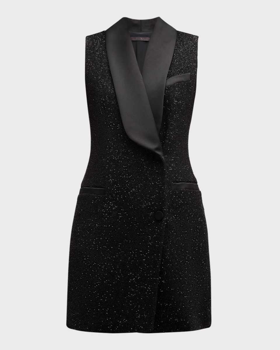 Eiffel Paillette Sleeveless Mini Tuxedo Dress