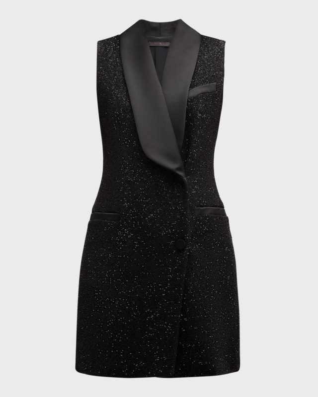 Eiffel Paillette Sleeveless Mini Tuxedo Dress