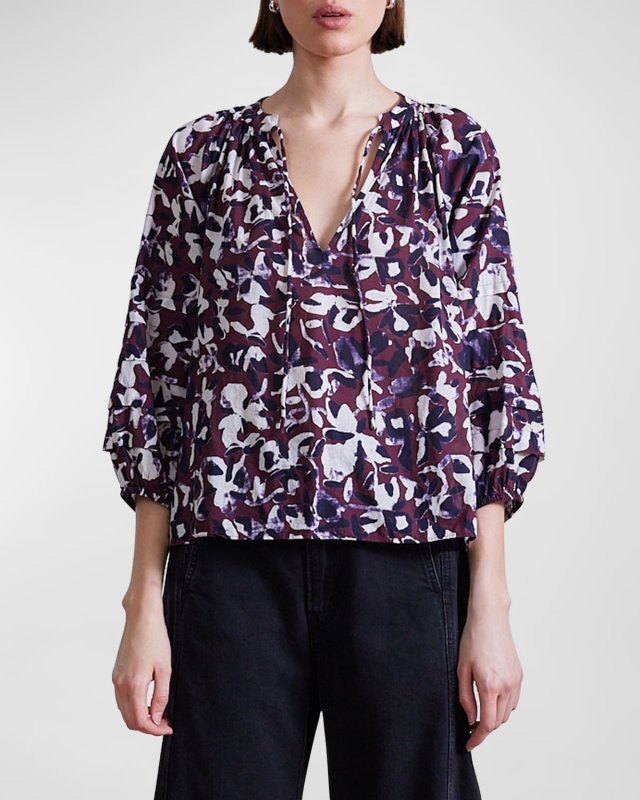 Tule Floral-Print Organic Cotton Top