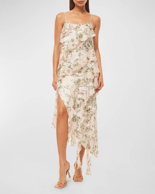 Florance Ruffled High-Low Midi Dress