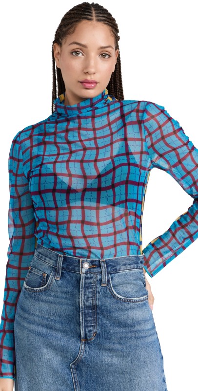SIMONMILLER Combo Wendel Top BLUE PLAID/YELLOW PLAID