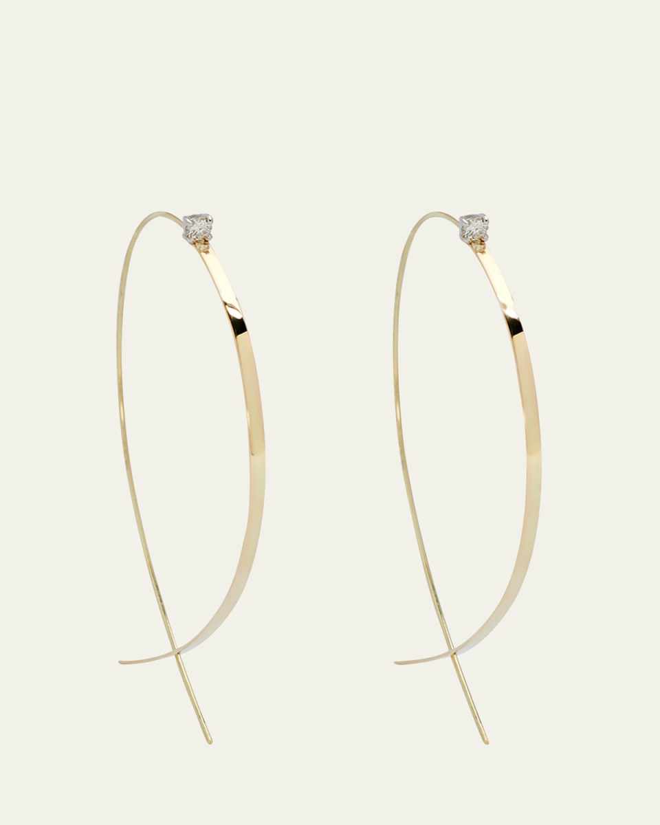 Solo Large Flat Upside Down Hoop Earrings with Diamonds, 60mm