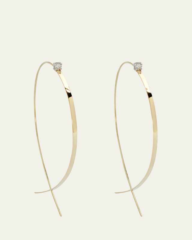 Solo Large Flat Upside Down Hoop Earrings with Diamonds, 60mm