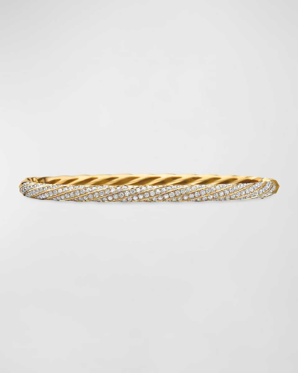 Cable Edge Bracelet with Diamonds in 18K Gold, 4mm