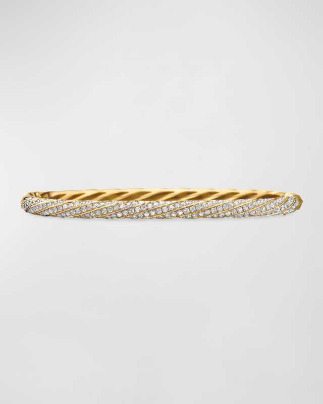 Cable Edge Bracelet with Diamonds in 18K Gold, 4mm